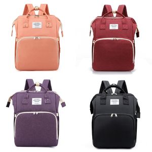 Mochila de fraldas portáteis de bolsa de mamãe com cama dobrável Sono de bebê Bolsas de armazenamento multifuncional mamãe ao ar livre ba18 q2