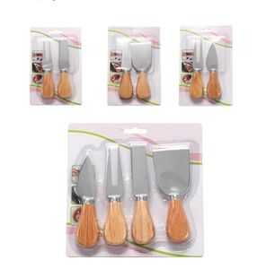 Set Coltelli Formaggio In Acciaio Inox Con Manico In Legno Tagliacrema Spatola Burro Formaggio Set Coltelli Formaggio Set Posate