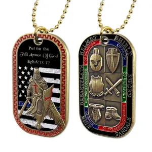 Put On The Whole Armor Of God Dog Tag Pendant Necklace Challenge Coin Badge