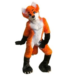 Performance Long Furry Fox Fursuit Mascot Costume Halloween Christmas Fancy Party Dress Personaggio dei cartoni animati Outfit Suit Carnival Party Outfit For Men Women