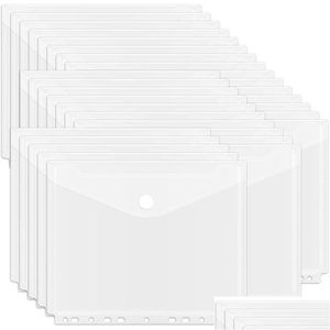 Confezione regalo 30 pezzi Poly Binder Pocket 11 fori busta trasparente con tasche con chiusura a strappo per forniture per ufficio regalo Drop Delivery Dhmd5