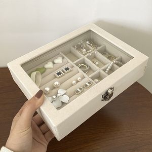 Jewelry Stand Fashion Portable Velvet Ring Display Organizer Box Tray Holder Earring Bracelet Storage Case Showcase 230517