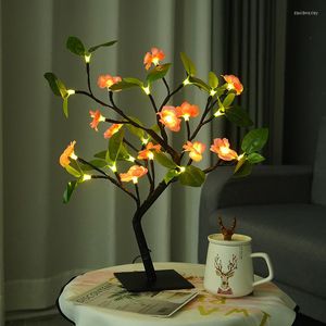 Lâmpadas de mesa 24Leds Cherry Blossom Tree Flower Light Lights Decorative Christmas para Interior ou Quarto da sala Casamento quente branco