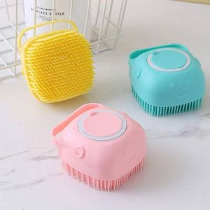 Silikon Pet Brush Cat Shampoo Massager Brush Comb Grooming Scrubber Shower Brush For Bathing Hair Soft Clean DH86