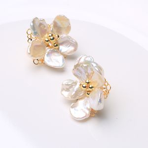 Hoop Huggie Camellia design handmade natural Baroque pearl earrings for female niche retro temperament 925 sterling silver needles EP 230517