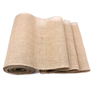 Runner da tavolo 30CM * 10M Juta naturale Runner da tavolo vintage Tela di iuta Rustico Country Decorazioni per feste di nozze Home Party Forniture per decorazioni fai da te 230517