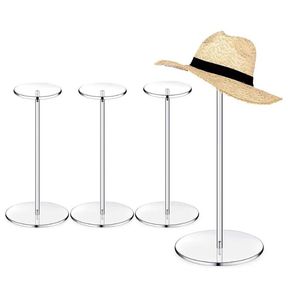 Acrílico chapéu suporte de peruca rack clear suporte de beisebol rack stand square redondo risers de acrílico para jóias de chapéu de exibição