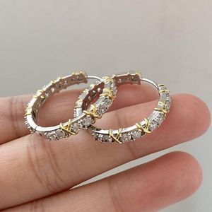 Hoop Huggie Brand Jewelry 5A Zircon Stone White Yellow Gold Filled Women Engagement Wedding Earring 230517