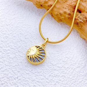 Colares pendentes Marca de moda Moda Hollo Sun Moon Charm Chain Collace Gold Color for Women Jewelry Party Friend Gifts Drop Drop