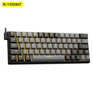 Keyboards E-YOOSO Z11 USB 60% Mini Mechanical Gaming Keyboard Blue Red Switch 61 Keys Wired detachable cable portable for travel computer 230518
