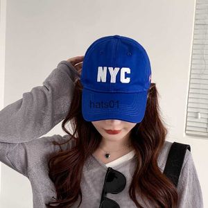 Soft top baseball cap female Korean letters NYC sun visor wide brim lovers fashion outdoor sports riding duck tongue hat