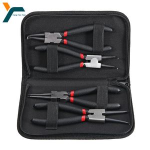 Szczypce 4PCS Circlip Planier Zestaw 7 '' długi nos Pleier Staight Bent Pleier Wewnętrzny zewnętrzny staight Pleant Pleier Zatrzymanie pierścienia snapowania