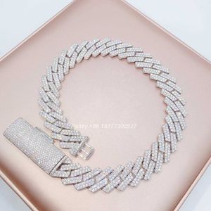 Hip Hop Fashion Moissanite kubansk halsband Sterling Silver Hip Hop 12mm 14mm Iced Fashion Diamond Chain Link Free Frakt