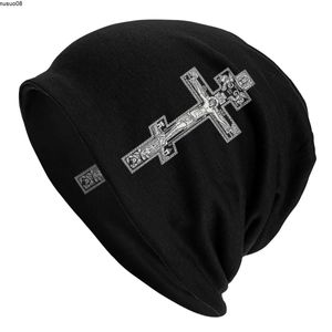 Beanie/Skull Caps Ortodox Cross Skullies Beanies Caps Winter Warm Män Kvinnor Stickad hatt Vuxen Christian Jesus Religion Religious Bonnet Hats J230518