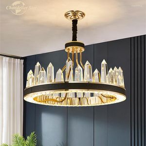 Żyrandole luksusowe oświetlenie LED Nowoczesne okrągłe lodowe skórzane lampy żelazne lampy Luster sypialnia salon Villa Lights Optora