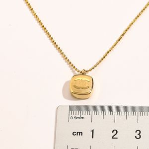 23SS Never Fading 14K Gold Plated Luxury Brand Designer Pendants Necklaces Stainless Steel Double Letter Choker Pendant Necklace Beads Chain Jewelry Accessories