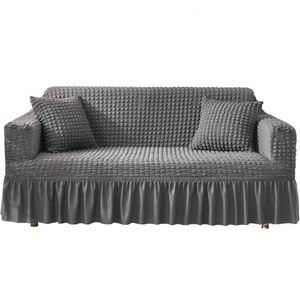 Sandalye Kapaklar Kabarcık Tasarım Kanepe Kapakları Oturma Odası Set Seti Koltuk Anti Slip Couch Slipcover Pamuk Kumaş Etek Dantelli 14 Seater Sofa Kapak 230517