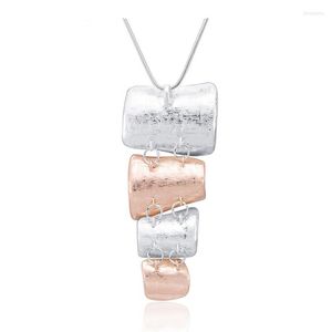 Pendant Necklaces Distinctive Creation Lrregular Square Pile Up Long Chain Necklace For Women Delicate Lady Accessories