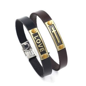 Pulseira de pulseiras de couro preto marrom marrom