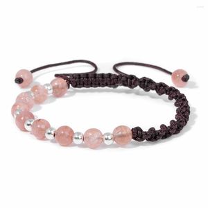 Strang Mode Weibliche Rosa Geflecht Armband Handgemachte Stein Perlen Gewebte Armbänder Trendy Einstellbar Für Männer Frauen Schmuck Geschenk