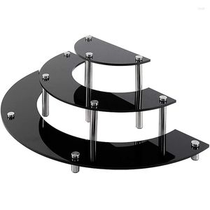 Ferramentas de Bakeware 3 Organizador Negro de Tier Risers de acrílico exibem Stand Half Moon Sobremesa Prateleira (1 PCS)