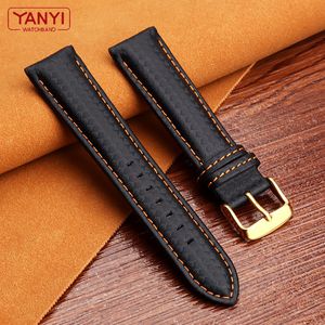 Assistir bandas Bandas de couro genuíno Fibra de fibra de carbono Band 18mm 20mm Red Stitching Watch Band 21mm 22mm 23mm 24mm Relógio Strap 230518