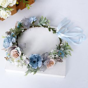 Headpieces Flower Garland Headdress Korean Wedding Bridal Styling Seaside Travel Forest Blue Lace Accessories