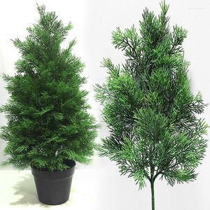 Fleurs décoratives en gros branche de pin artificielle plantes guirlande de noël bricolage accessoires vert plastique El année maison décor de maison