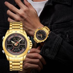 Wristwatches NAVIFORCE Luxury Original Watches For Men Digital Chronograph Fashion Sport Quartz Wrist Watch Stainless Steel Waterproof Clock 230518