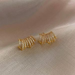 Hoop Earrings Korean Fashion Jewelry Exquisite Copper Inlaid Zircon C-shaped Small Elegant Female Everyday Wild Earring