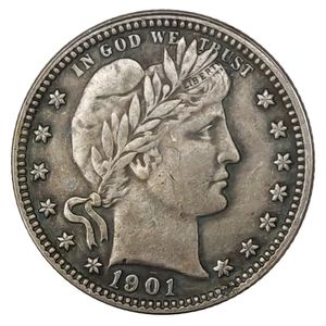 Copia di monete placcate in argento da un quarto di dollaro barbiere del 1901 P/O/S