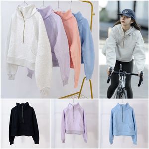 Yoga Sweatshirt Scuba Half Zip Hoody Hoodies Outdoor Leisure Lu Sweatshirts Gym Clothes Women Tops Workout Fitness Thick An6j