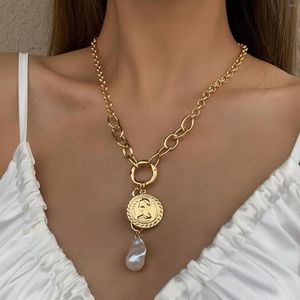 Anhänger Halsketten Flashbuy Punk Perle Porträt Münze Für Frauen Männer Aussage Vintage Gold Farbe Kette Collier Schmuck