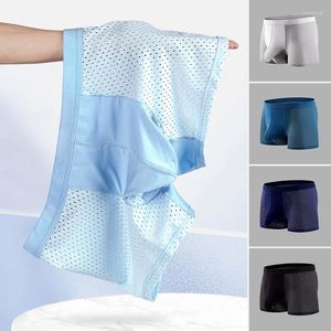 Underpants Men's Breathable Underwear Mesh Ice Silk Trunks Boxers Shorts Bulge Pouch