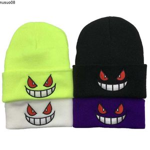 Beanie/Skull Caps Japanese Cartoon Anime Winter Beanies Hat Women Men Gothic Street Knitted Bonnet Caps Cotton Fashion Keep Warm Beanies Hats J230518