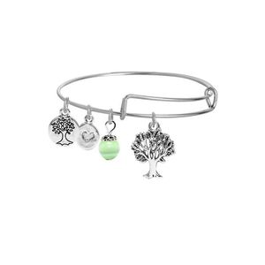 Armreif Korea Mode DIY Baum des Lebens Draht Armbänder für Frauen und Mädchen Silber vergoldet Happy Charms Legierung Armreifen mit grünem C Dhgarden Dhwld