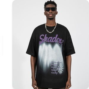 Herr t-skjortor porträtt tryckt kortärmade mäns och kvinnors löst passande överdimensionerade ins trendiga hip-hop-par tung t-shirt