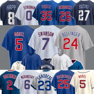 Dansby Swanson Beyzbol Formaları Christopher Morel Cody Bellinger Marcus Stroman Ian Happ Kyle Hendricks Seiya Suzuki Patrick bilgelik Nelson Velazquez Nico Hoerner