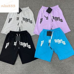 Pa cassic arc letters cotton loose fit black gray blue purple elastic drawstring trend men and womens shorts