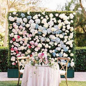 Dekorativa blommor konstgjorda blommvägg bakgrund bröllop dekoration ros pion hortensia hem trädgård parti po prop 40 60 cm