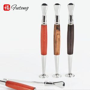 Smoking Pipes Wooden three in one pipe pressure rod, hollow metal base, anti extinguishing smoke knife pressure rod