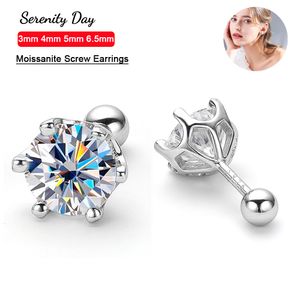 Hoop Huggie Serenity Day 100% S925 Sterling Silver Plate Pt950 SixClaw D Color 3mm 4mm 5mm 65mm Full Screws Earrings For Women 230517