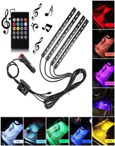 Bil LED -remsa 48 LED Multicolor Car Interior Light Waterproof Kit med Sound Active Function Car Charger USB7392603