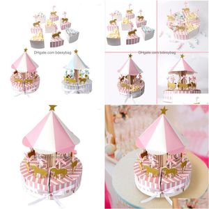 Carta da regalo Carta da regalo Carosello Scatola Bomboniere Souvenir per gli ospiti Festa Baby Shower Torta Decorazione per bambini Consegna goccia Casa Giardino Fe Dhxy7