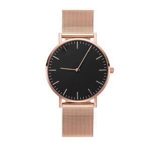 Wristwatches Rose Gold Black Dial Mesh Watches Wristwatch With Stianless Steel Circle Coin Armband Bracelet As The Perfect GiftWristwatches