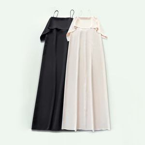 Casual Dresses T-oteme Backless Sling Maxi Dress Acetate A-Sleeve Long Dress for Women
