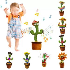 55%off Dancing Talking Singing cactus Stuffed Plush Toy Electronic with song potted Early Education toys For kids Funny-toy USB ch223v