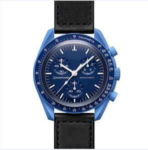 Orologi meccanici di design Bioceramic pianeta luna da uomo orologi a piena funzione Quarz cronografo orologio missione per Mercury 42mm nylon lussuoso orologio