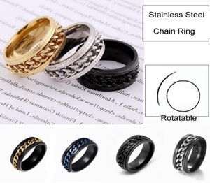 Cool Design Men Beer Opening Transfer Band Ring Rotatable Chain Stainless Steel Rings3129074