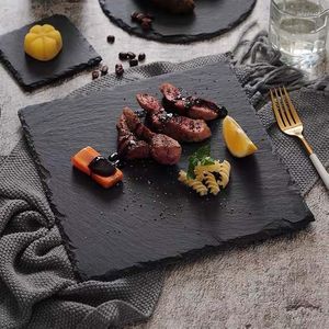 Plates Japanese And Korean Style Slate Plate Dessert Sushi Western Black Tableware Flat Barbecue